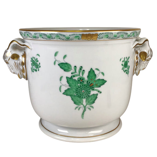 Herend Apponyi Green Goat's Head Cachepot, #7283