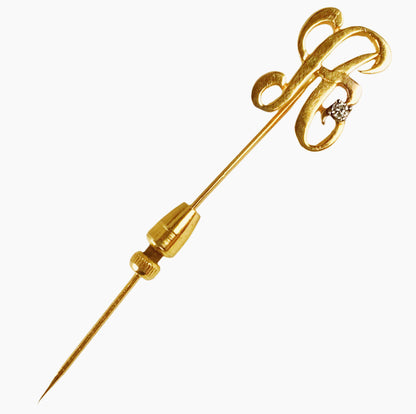 14Kt Gold Stickpin Set w. Diamond