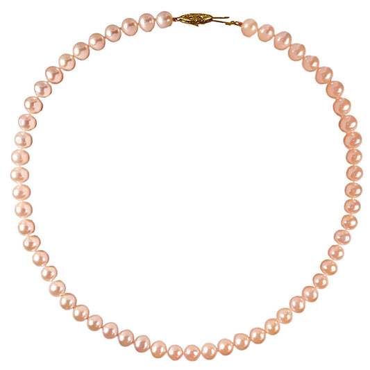 Strand of Pale Pink Pearls w. 14Kt Gold Clasp