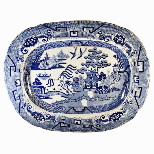 Blue Willow Transferware Platter, ca. 1800