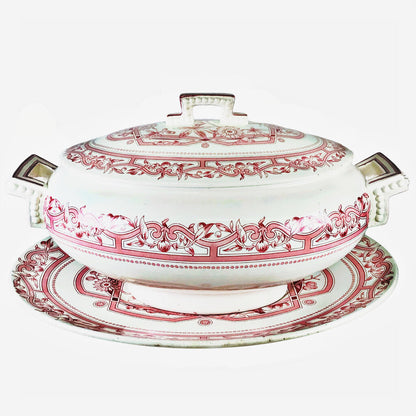 Antique Brown-Westhead Moore & Co Red Calcutta Tureen