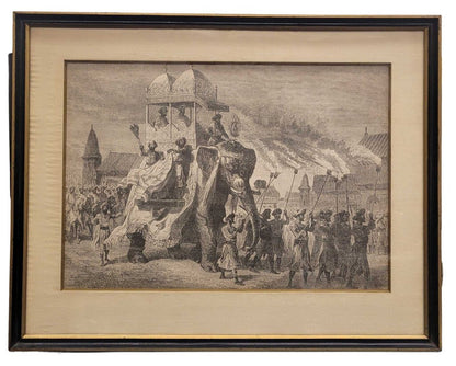 Rousselet. The Maharajah in Grand Procession, Baroda. Wood Engraving.