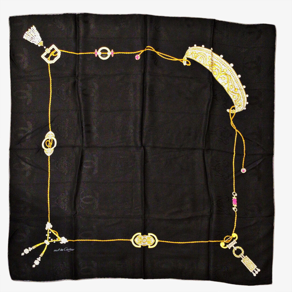 Cartier Black Jewelry Motif Scarf