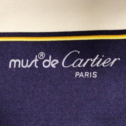 Cartier Navy Blue Ivory Blue Scarf