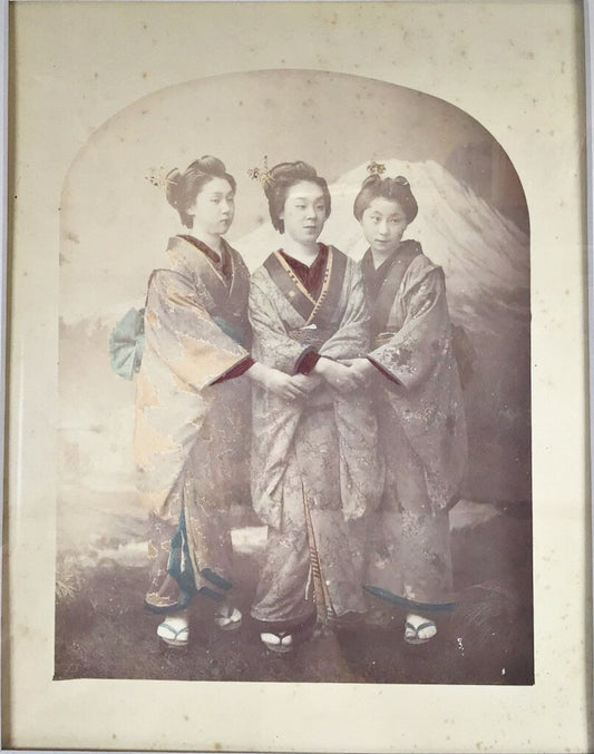 Three Girls. Colored Albumen Print, late 19th c.