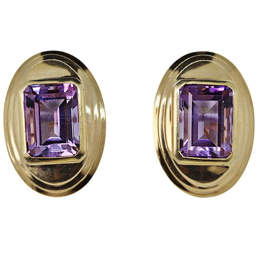 Vintage Amethyst & 14Kt Gold Clip Earrings