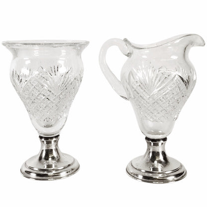 Hawkes Sterling-Mounted Cut Crystal Creamer & Sugar Pot