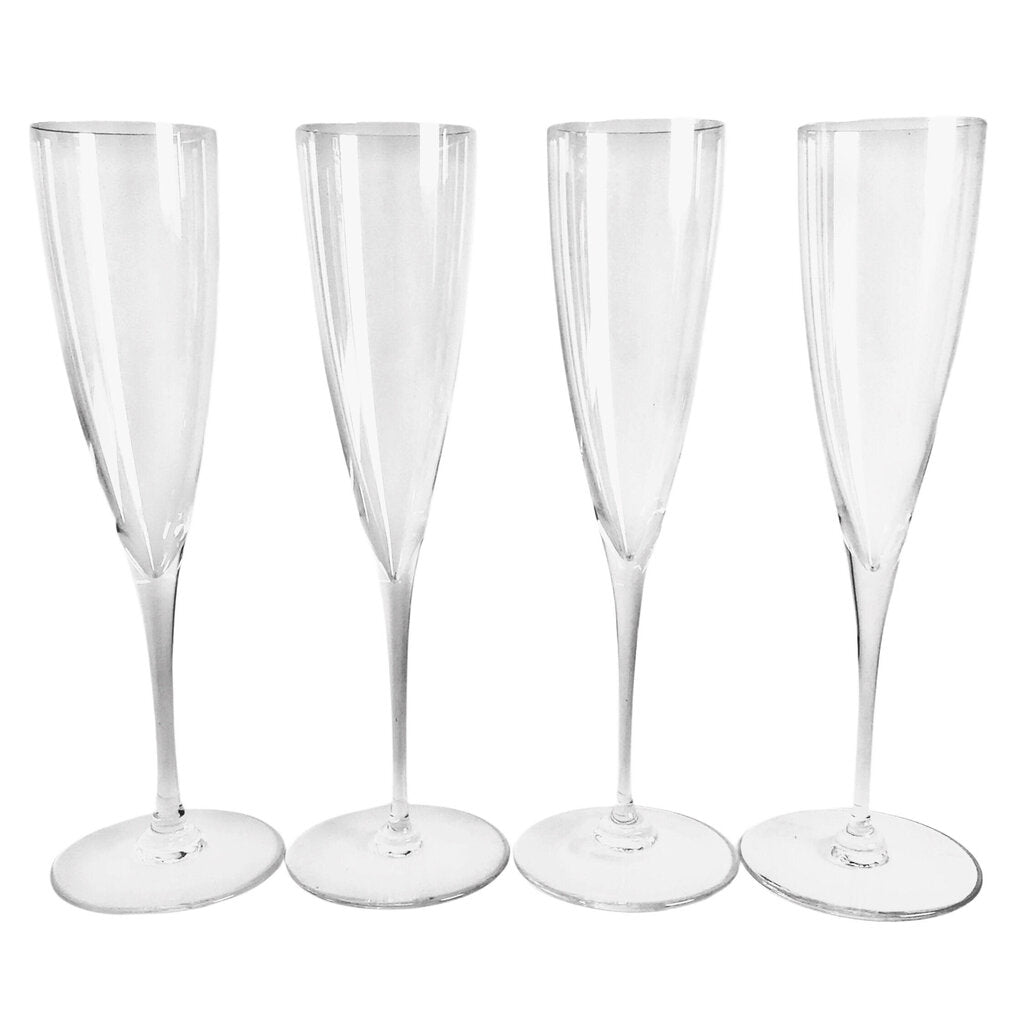 4 Baccarat "Dom Perignon" Crystal Champagne Flutes