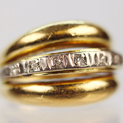 18Kt Gold & Diamond Triple Band Ring