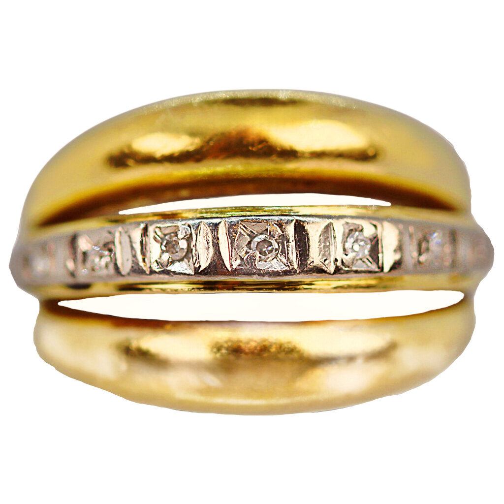 18Kt Gold & Diamond Triple Band Ring