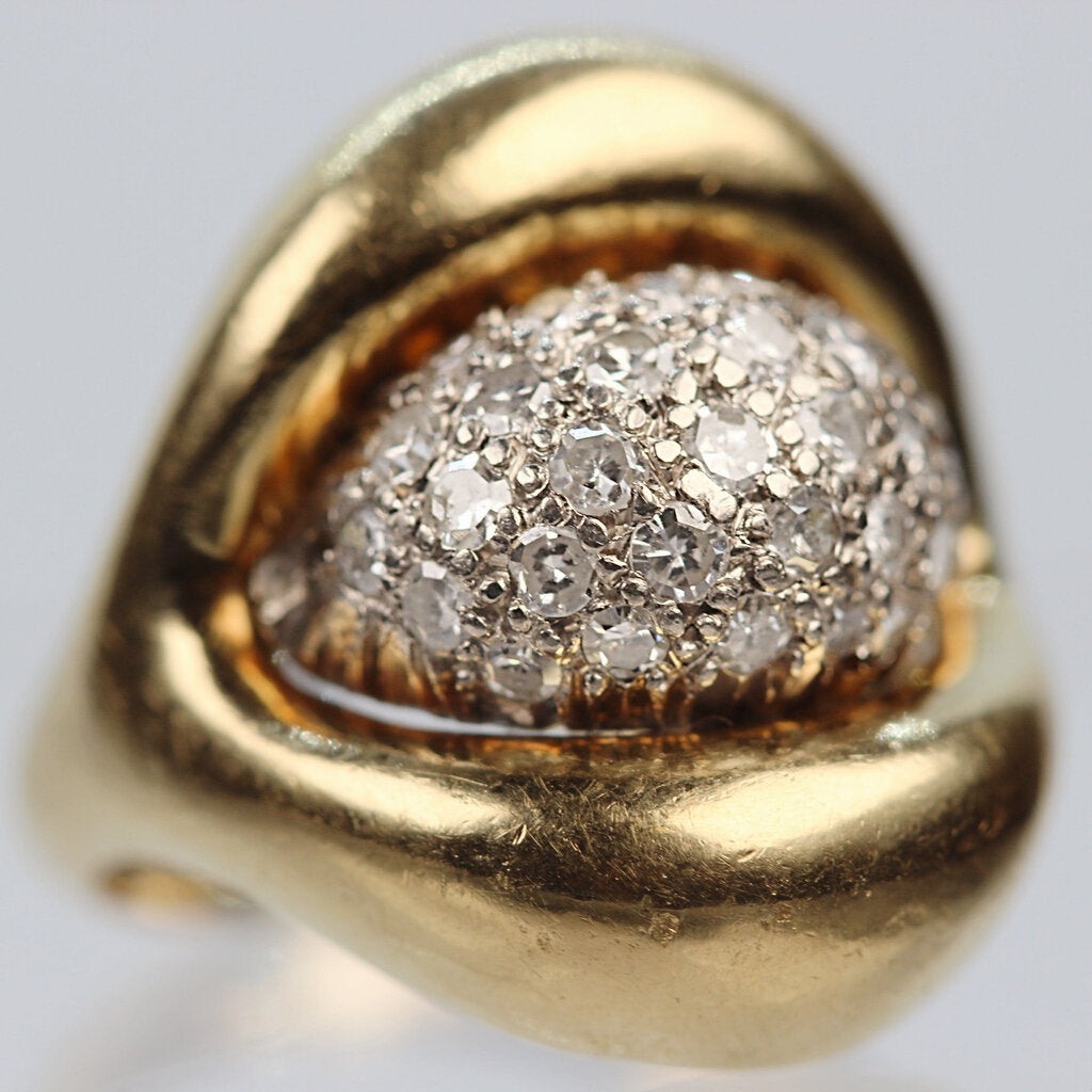 14Kt Gold & Diamond Melee Bombe Ring (Gold Tested)