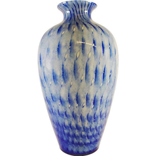 Layered Blue & White Peacock Feather Vase