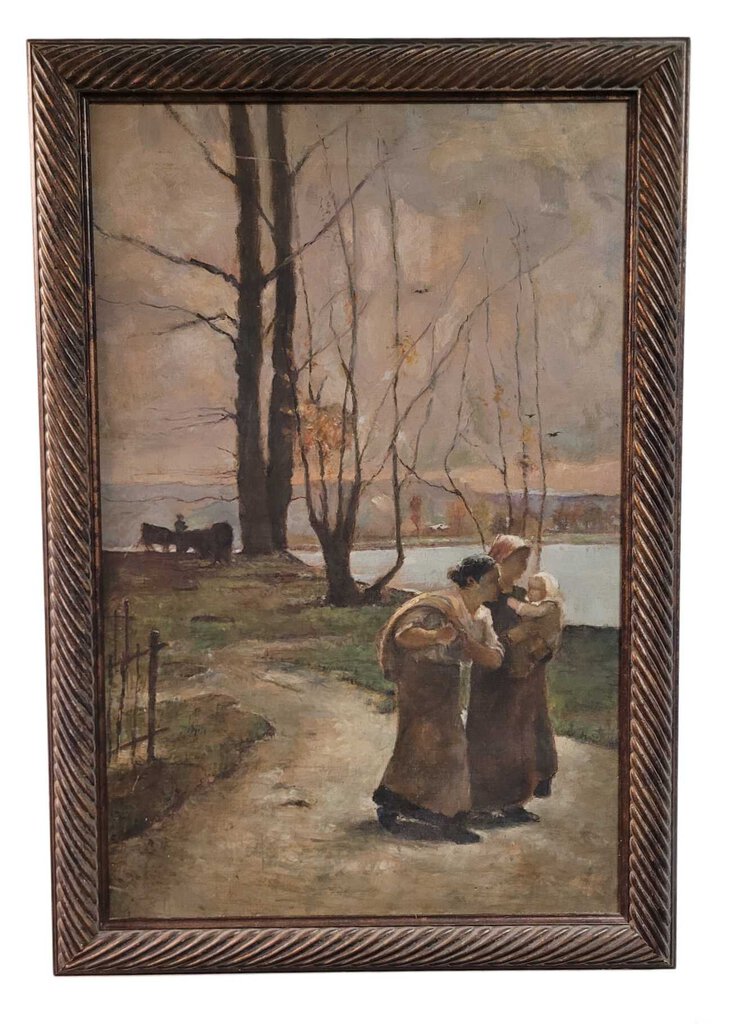 19th C. French Rural Scene. Oil on Canvas