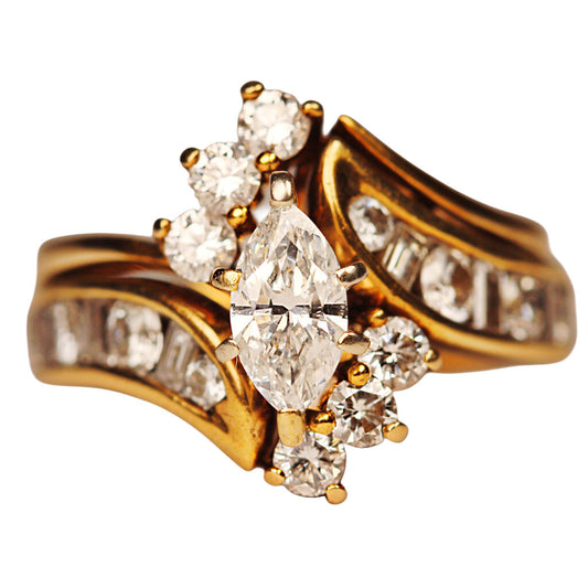Two Part Diamond, Principal Stone 0.75 Carats, & 14Kt Gold Ring