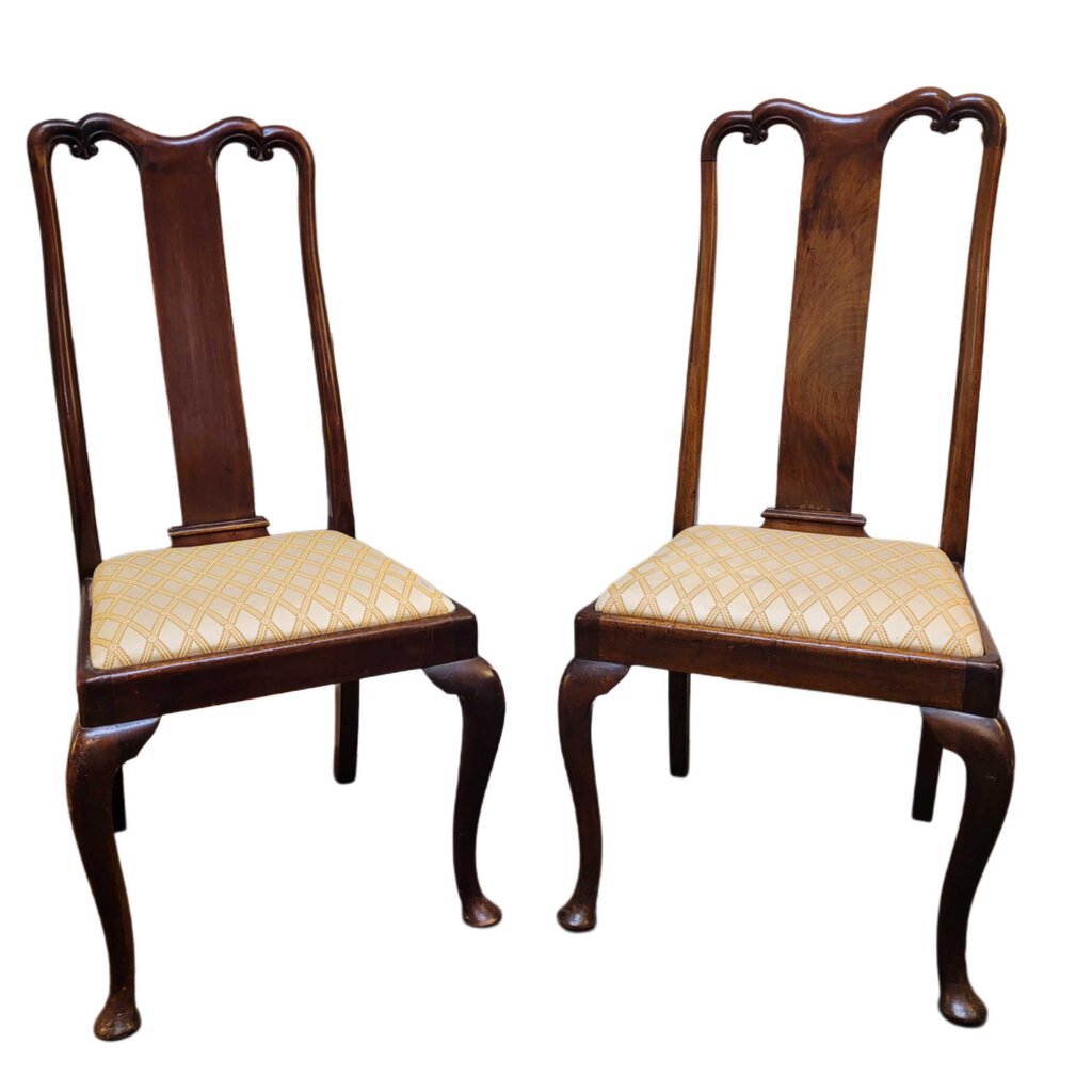 Pair of 19th C. Spoonback Queen Anne Chairs