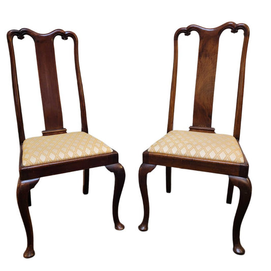 Pair of 19th C. Spoonback Queen Anne Chairs