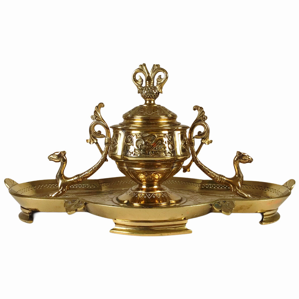 Ornate Brass Inkwell