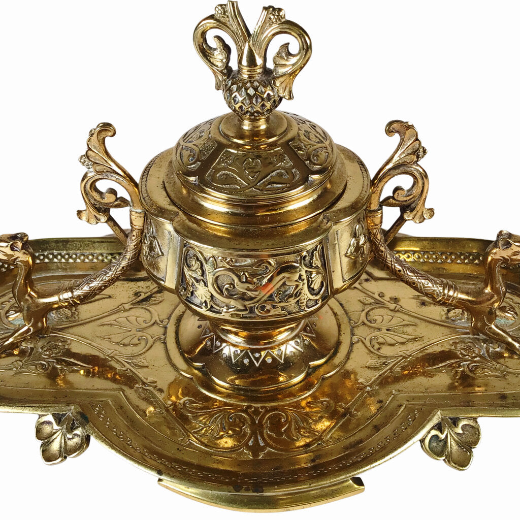 Ornate Brass Inkwell