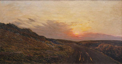 Albert Wang. Sunset Landscape. Oil on Board.