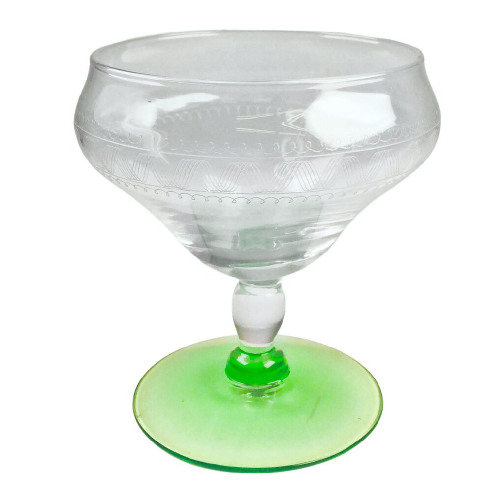 11 Tiffin Franciscan Uranium Glass Sherbets, ca. 1920s