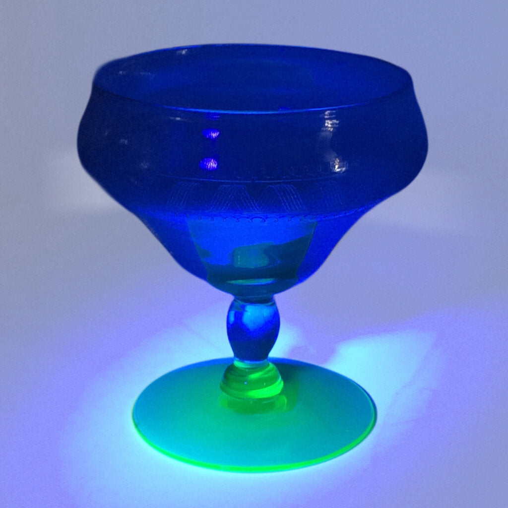 11 Tiffin Franciscan Uranium Glass Sherbets, ca. 1920s