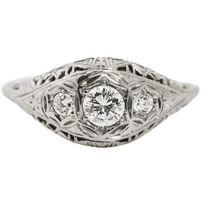 Edwardian Diamond Ring in 18Kt White Gold