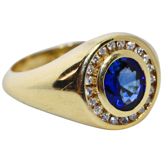 Blue Sapphire & Diamond Ring in 14Kt Gold