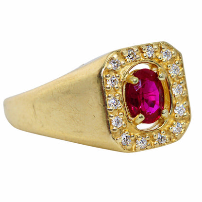 Ruby & Diamond Ring in 14Kt Gold