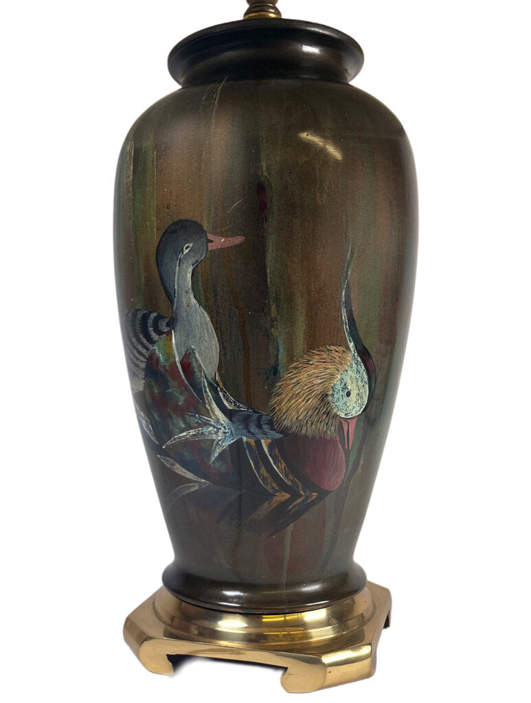 Brass-Mounted Lamp w/Duck Decoration