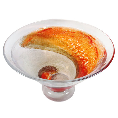 Kosta Boda "Twister" Red-Orange Footed Bowl