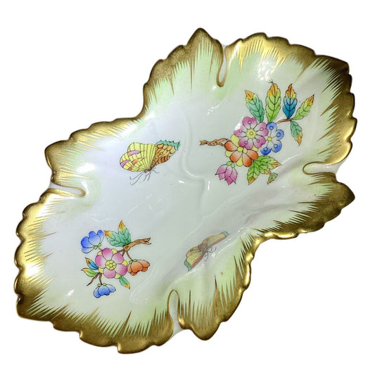 Herend "Queen Victoria" Gilt Leaf Dish