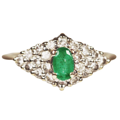 Emerald & Diamond Dainty Ring in 14Kt Gold