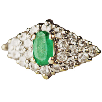 Emerald & Diamond Dainty Ring in 14Kt Gold