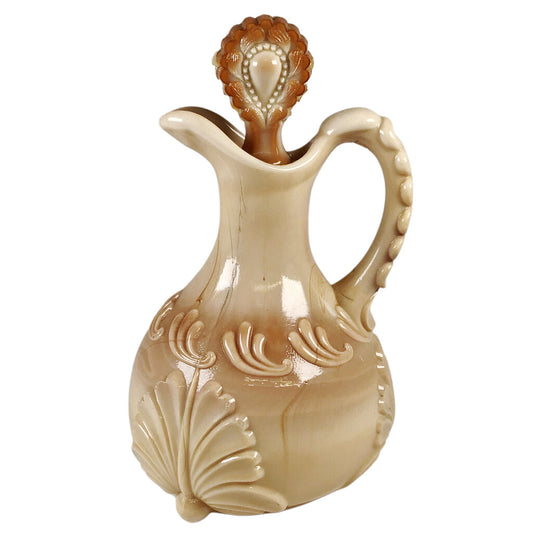 Greentown Chocolate Slag Glass Cruet Pitcher, ca. 1900