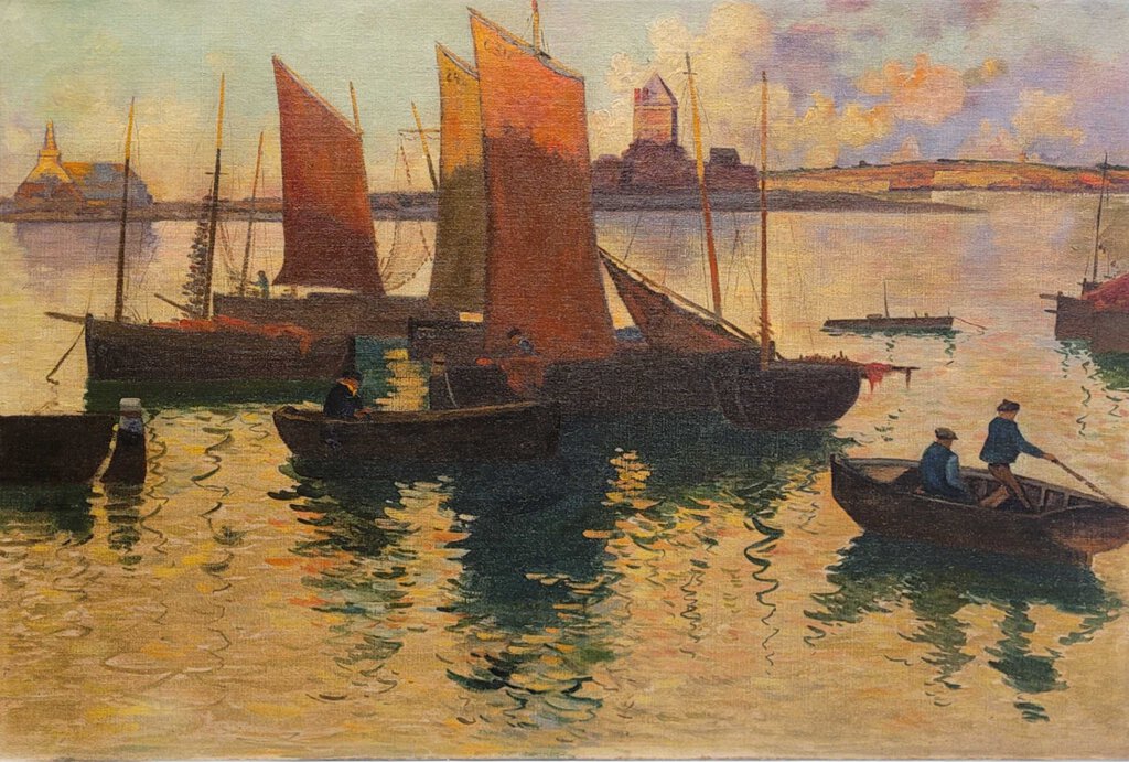 19th C. Port Scene. Oil on Canvas