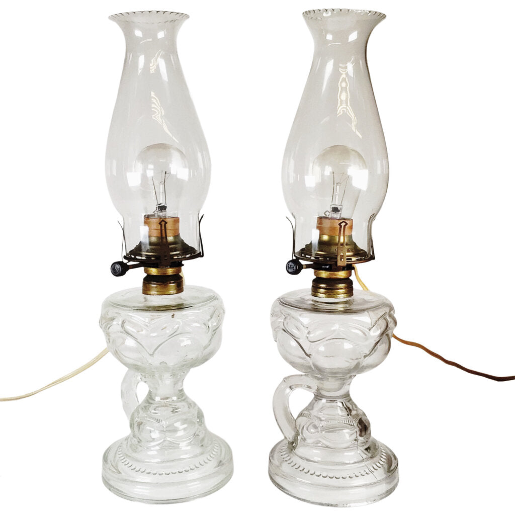 Pair/No. 1 Queen Anne Electrified Oil Lamps