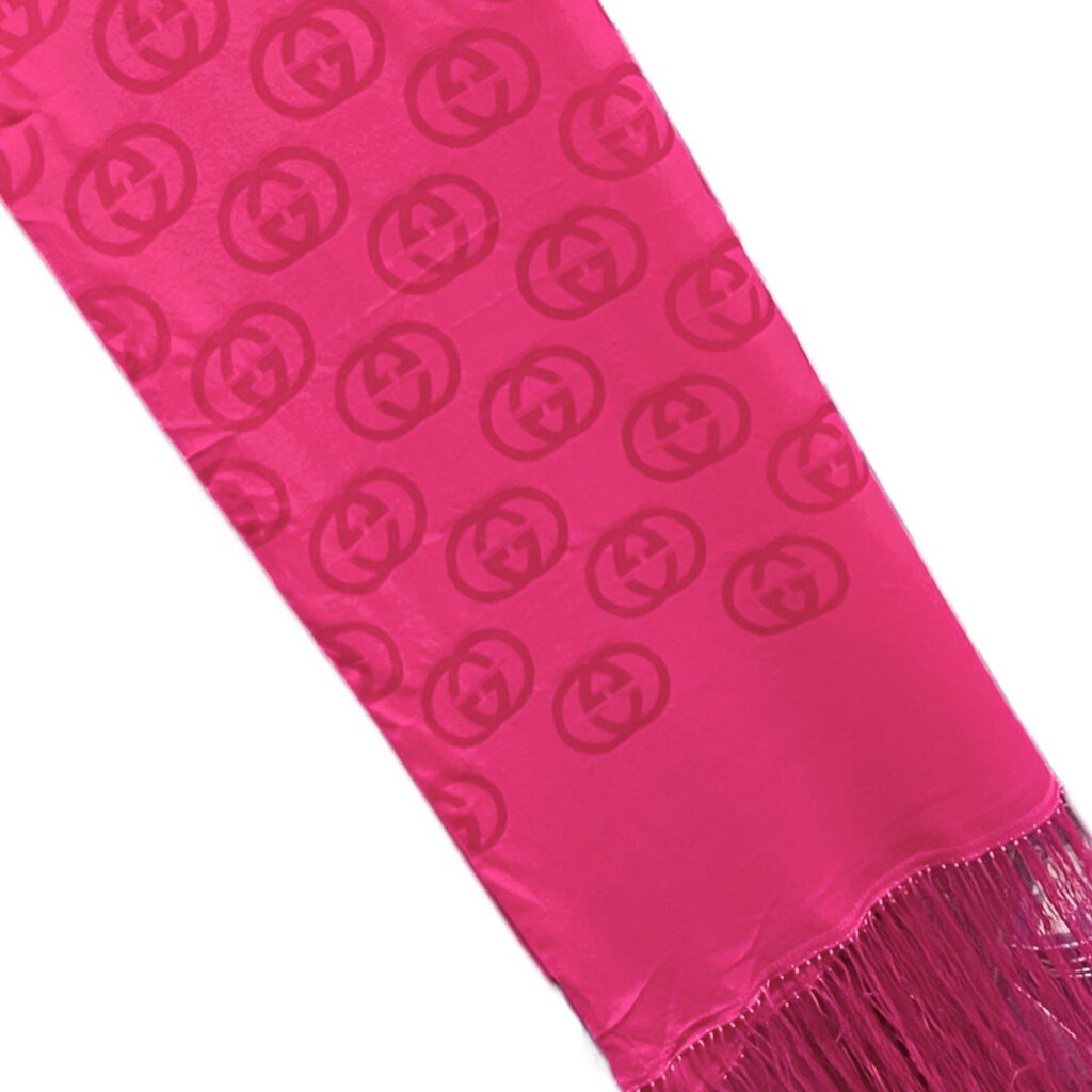 Gucci Magenta Jacquard Crepe Silk Scarf