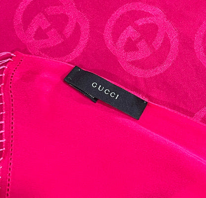 Gucci Magenta Jacquard Crepe Silk Scarf