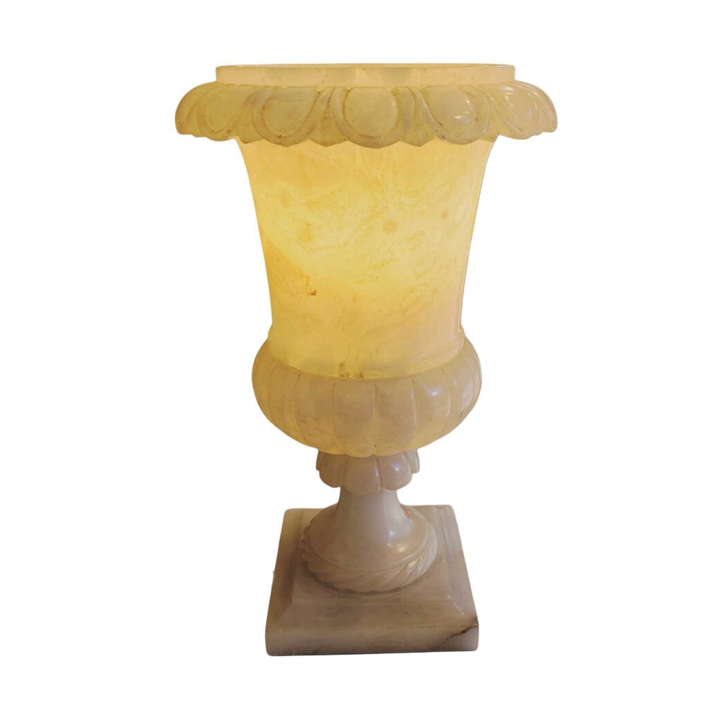 Carved Alabaster Urn Lamp