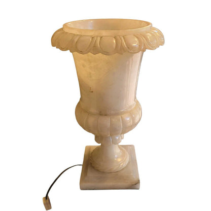 Carved Alabaster Urn Lamp