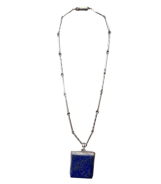 Vintage Taxco Sterling Necklace w. Lapis Lazuli Pendant