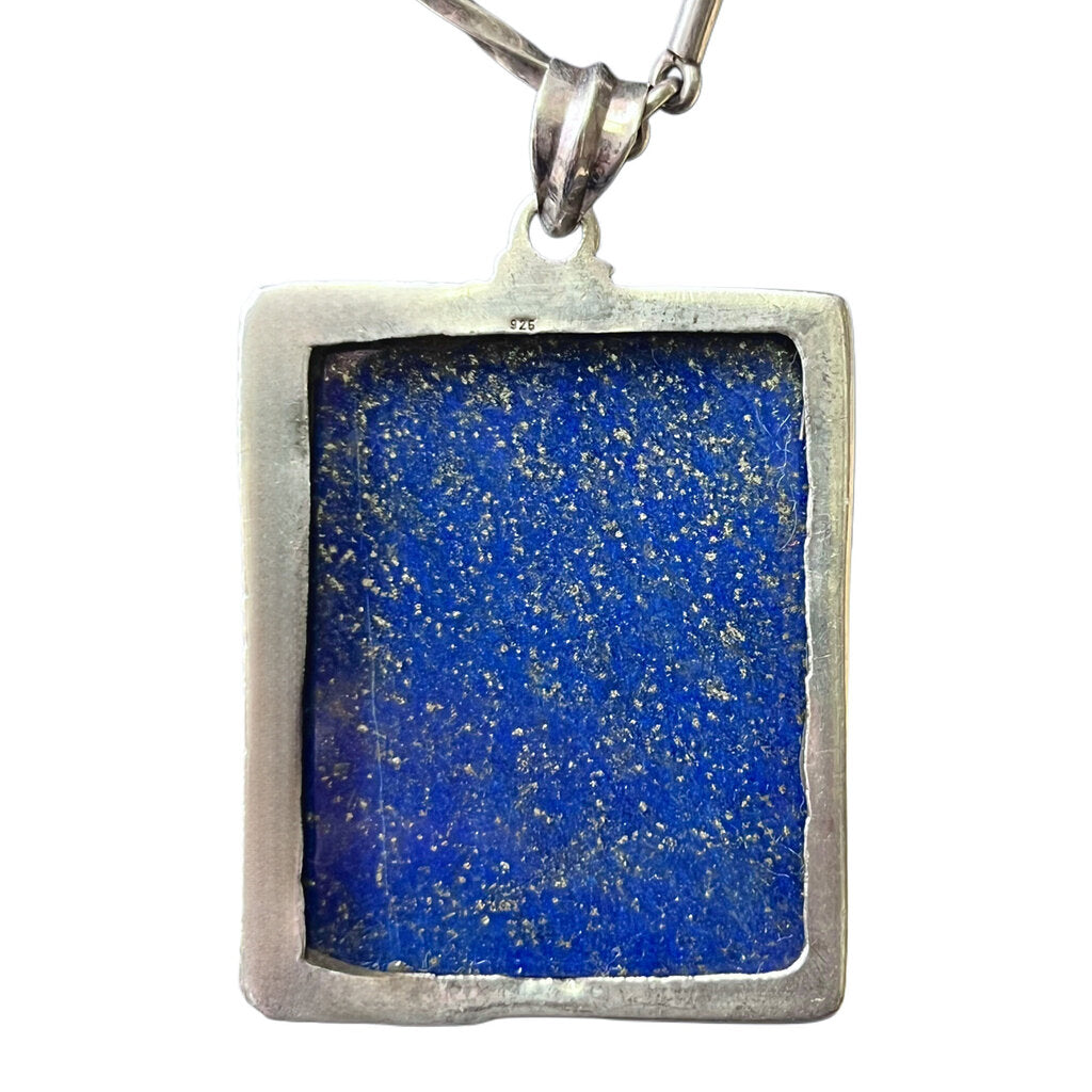 Vintage Taxco Sterling Necklace w. Lapis Lazuli Pendant