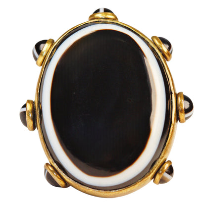 Victorian Banded Agate Ring in 14Kt Gold