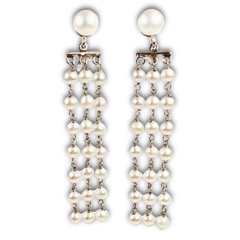 14Kt-WG & Cultured Akoya Pearl Drop Earrings