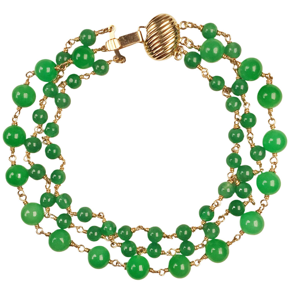 Jewelmak 14Kt Gold & Chrysoprase Bracelet