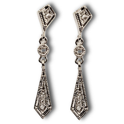 14Kt Gold & Diamond Milgrain Drop Earrings