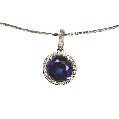 14Kt Gold, Synthetic Sapphire & Diamond Pendant