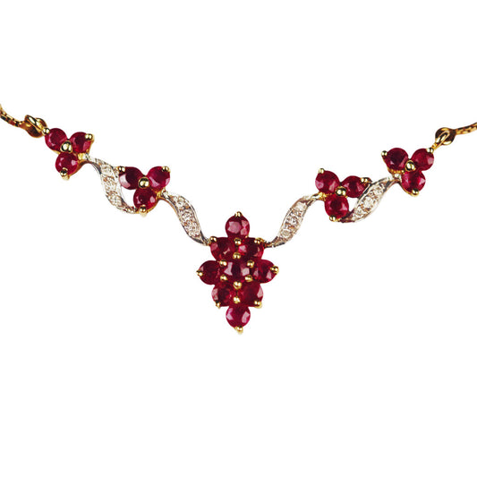 14Kt Gold, Ruby & Diamond Necklace