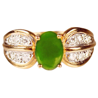 14Kt Gold, Jade, & Diamond Bow-Shaped Ring