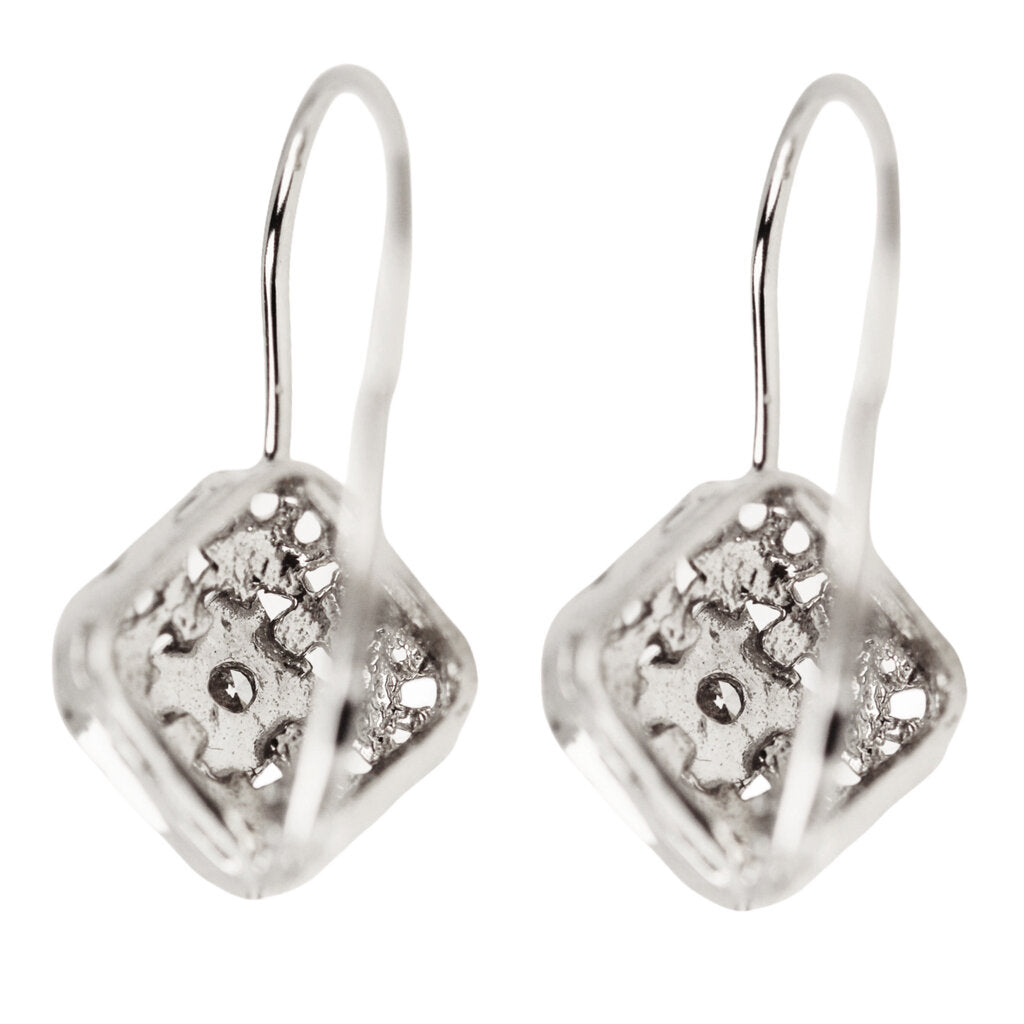 14Kt White Gold & Diamond Dangle Earrings